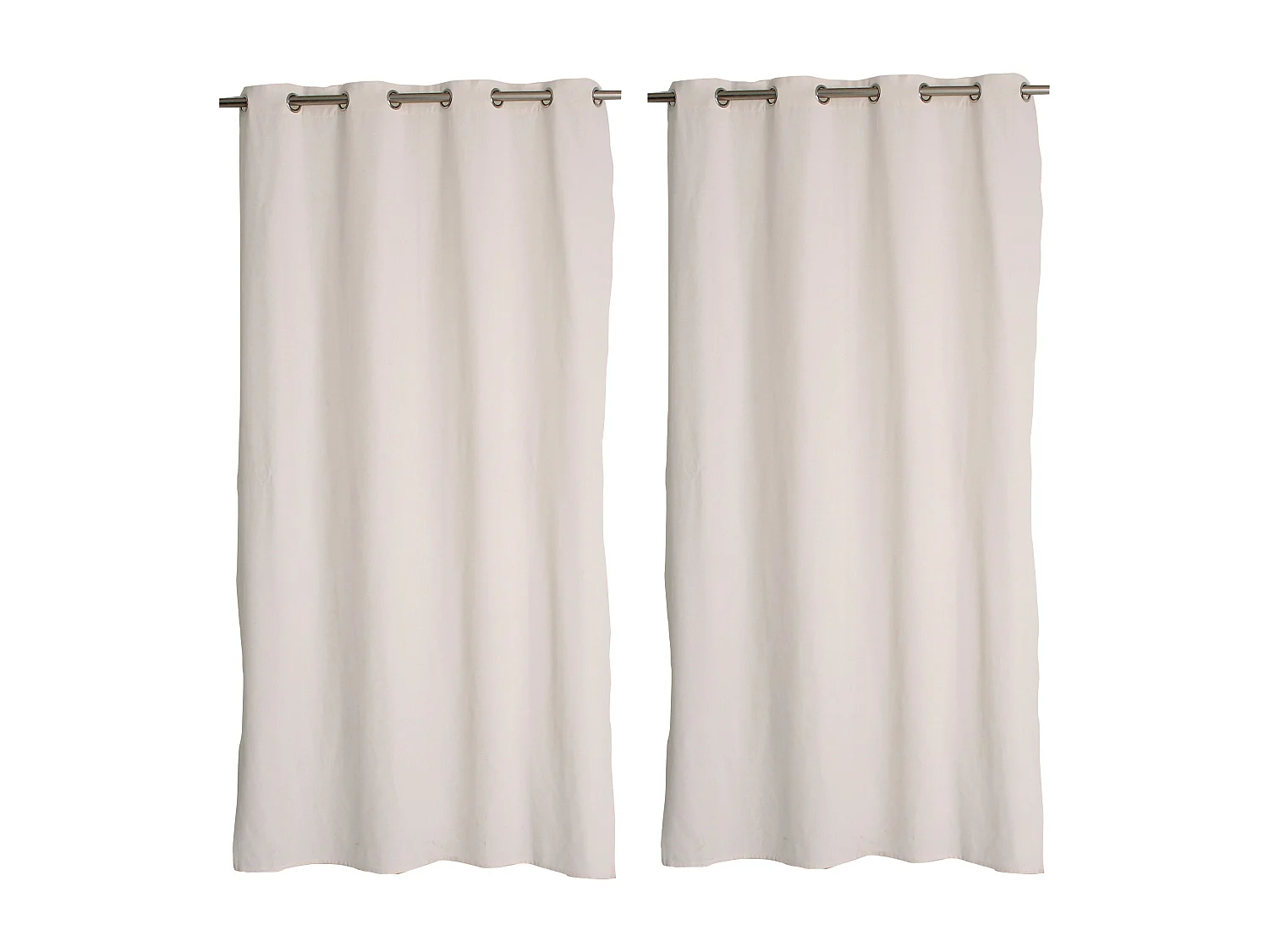 Lot de 2 rideaux avec oeillets, 135x240cm, écru, aspect chiné, coton, collection Dune