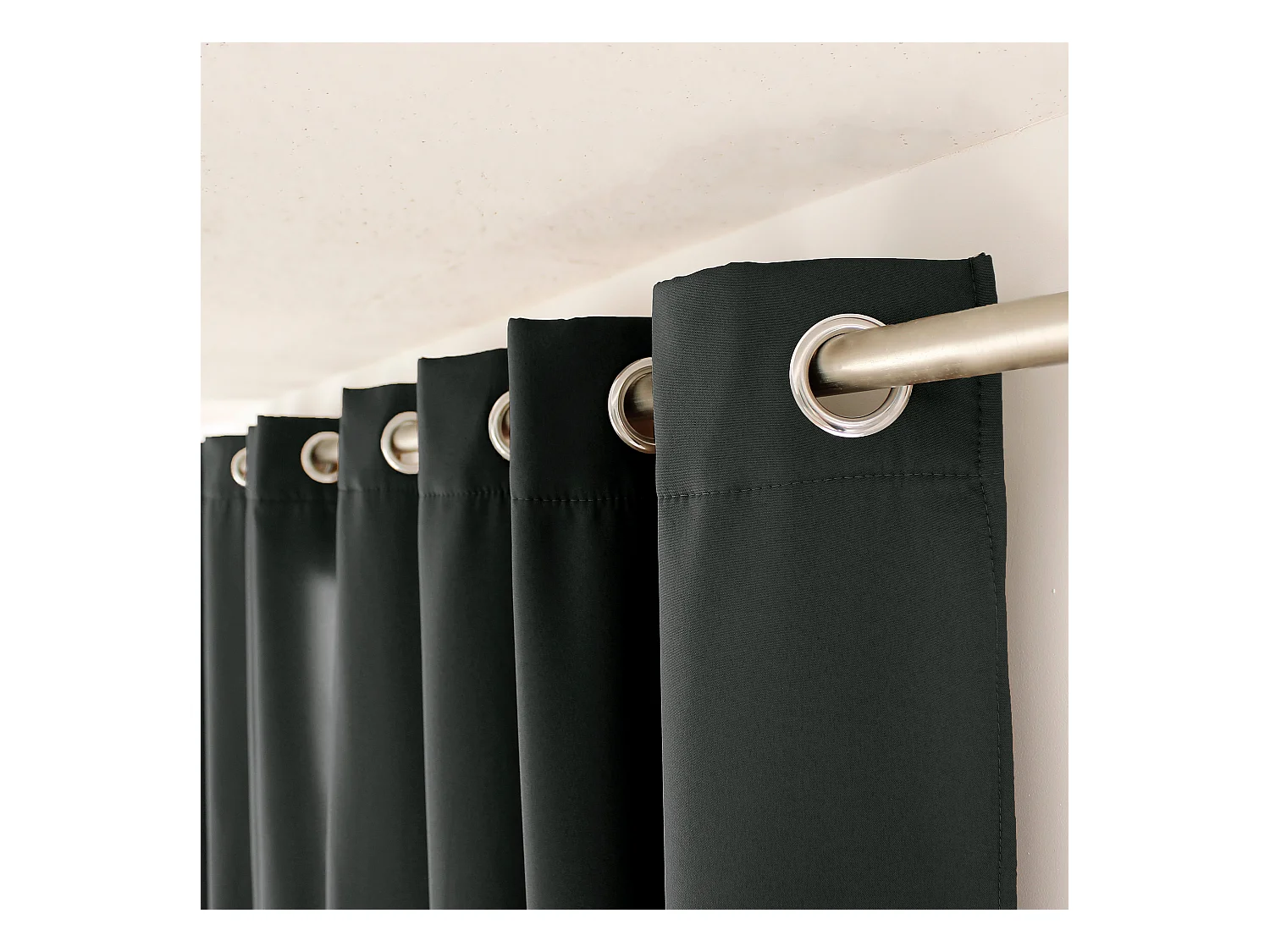 Lot de 2 rideaux thermique avec oeillets, gris foncé, 135x180cm, 100% polyester, collection Glacier