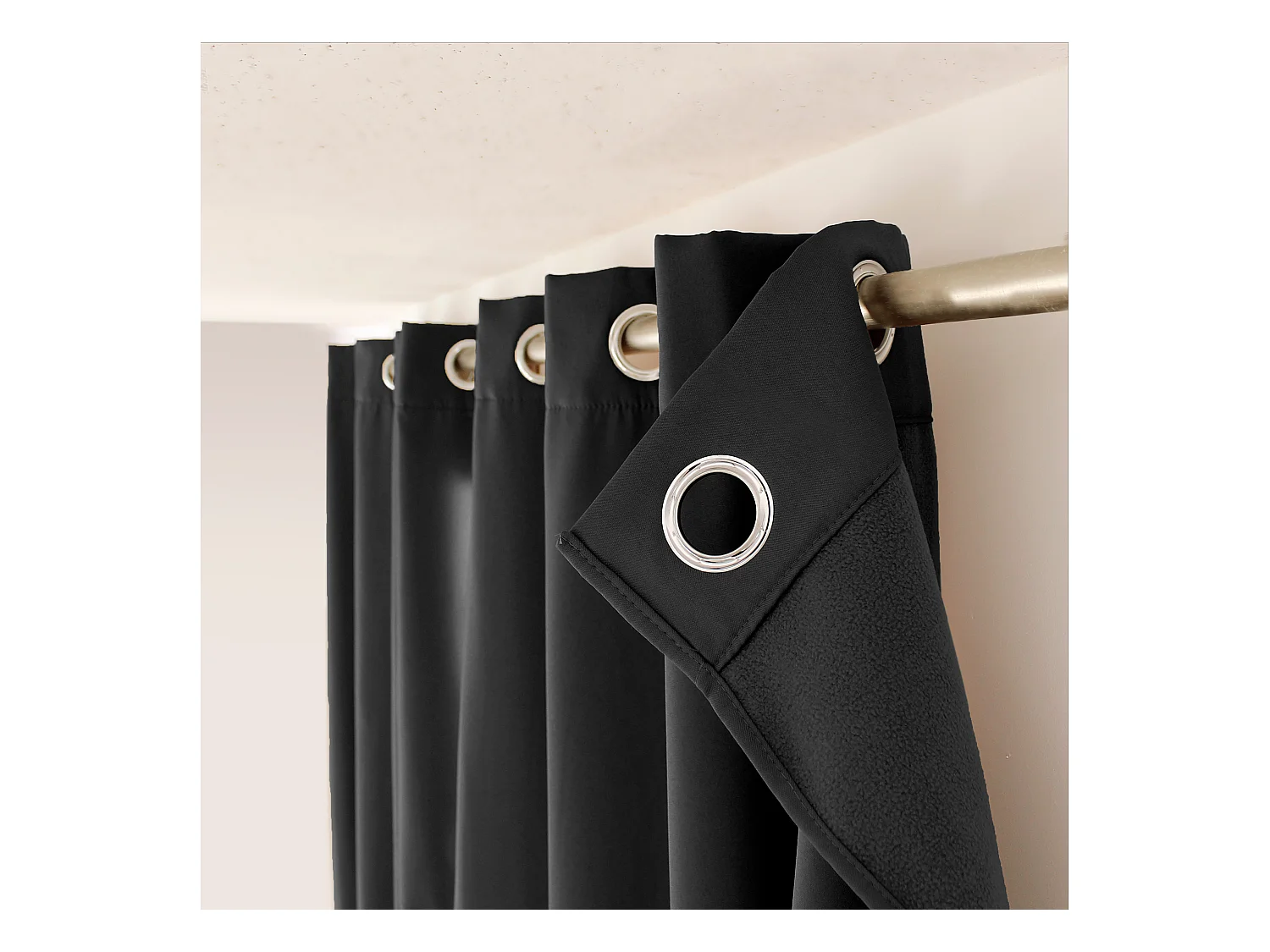 Lot de 2 rideaux thermique avec oeillets, gris foncé, 135x180cm, 100% polyester, collection Glacier