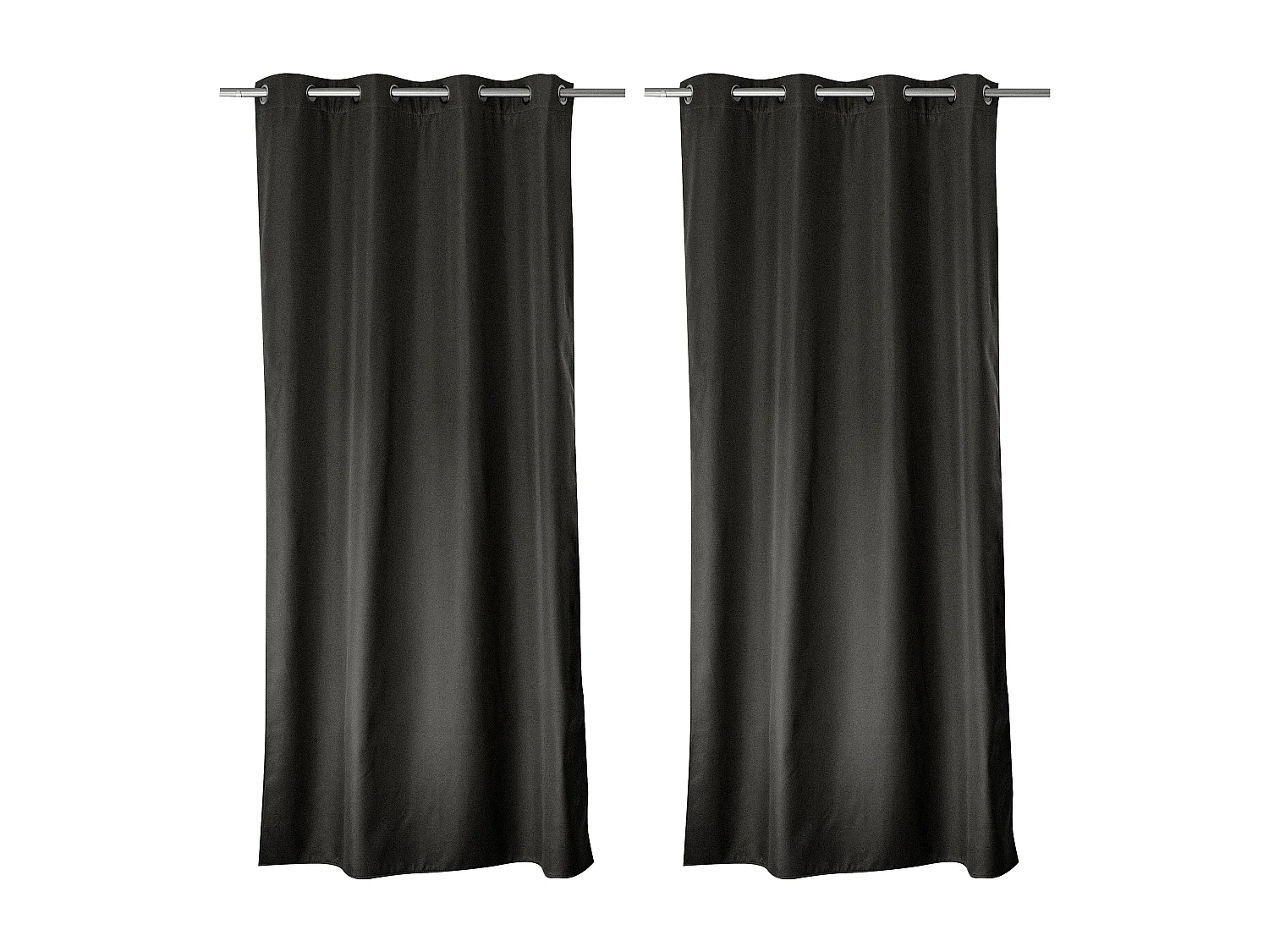 Lot de 2 rideaux thermique avec oeillets, gris foncé, 135x180cm, 100% polyester, collection Glacier