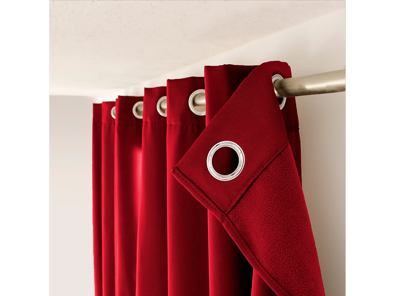 Lot de 2 rideaux thermique avec œillets, rouge, 135x180cm, 100% polyester, collection Glacier