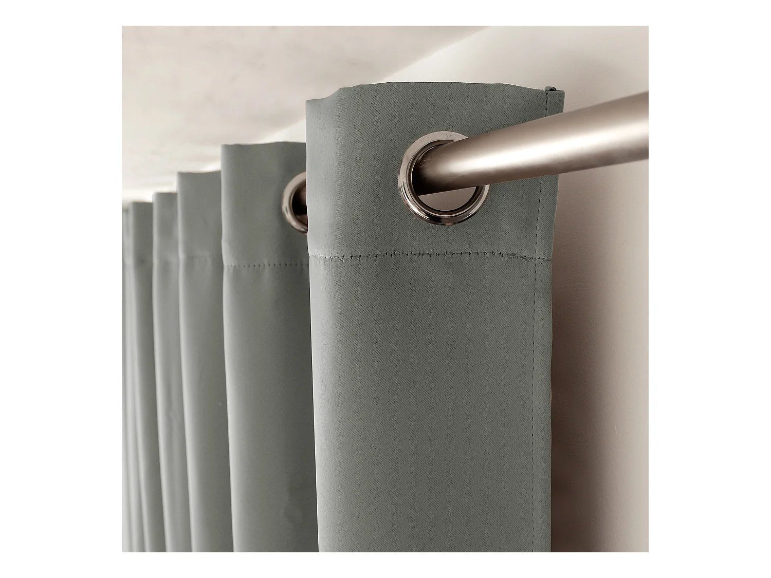 Lot de 2 Rideaux Occultant avec Œillets, Gris, 140x280cm, 100% polyester, Collection Réglisse