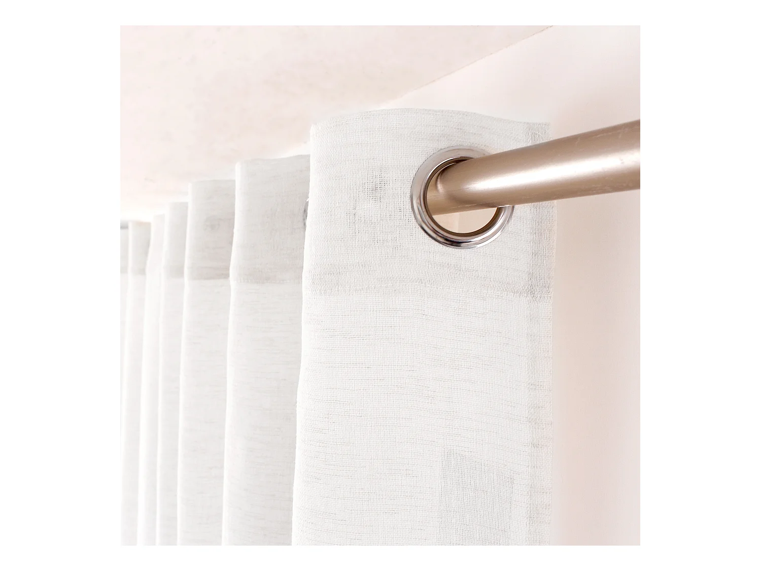 Lot de 2 voilages à œillets, 140x240cm, blanc, effet lin, collection Maya