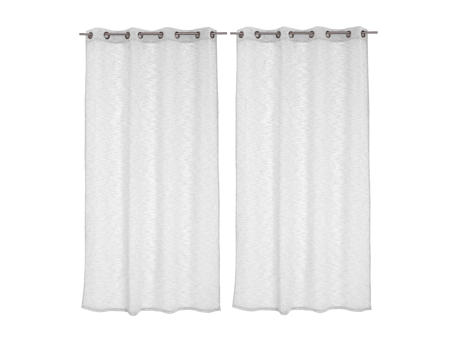 Lot de 2 voilages à œillets, 140x240cm, blanc, effet lin, collection Maya