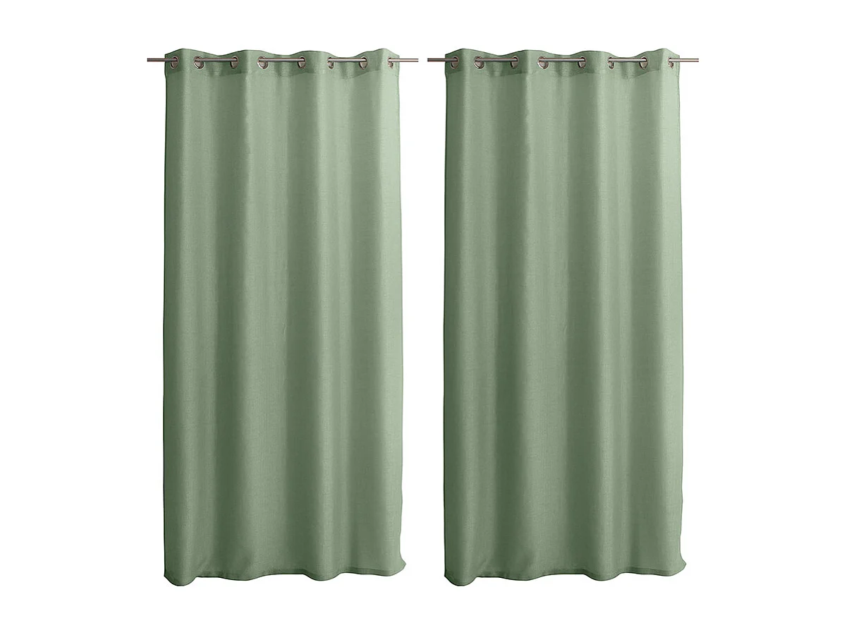 Set van 2 opengewerkte gordijnen met zeilringen, 140x240cm, celadon groen, Jelly collectie