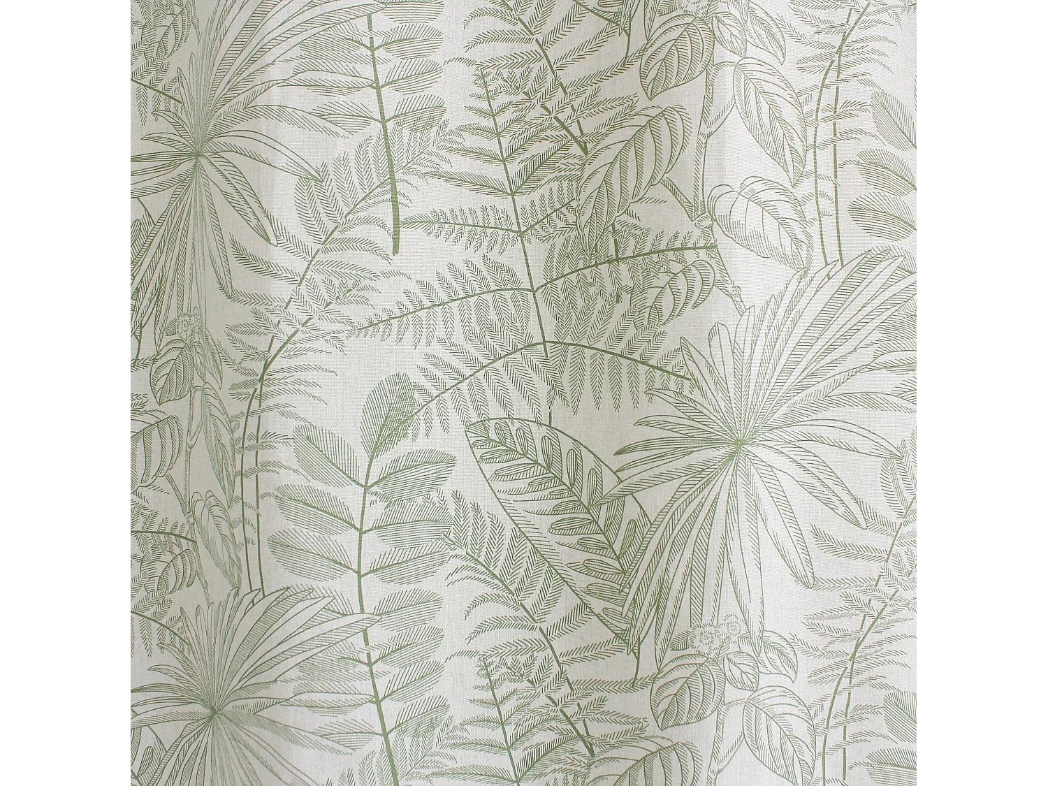 Lot de 2 Rideaux à Œillets, 140x240cm, Ecru et Olive, Motif Jungle Tropical, Collection Mambo