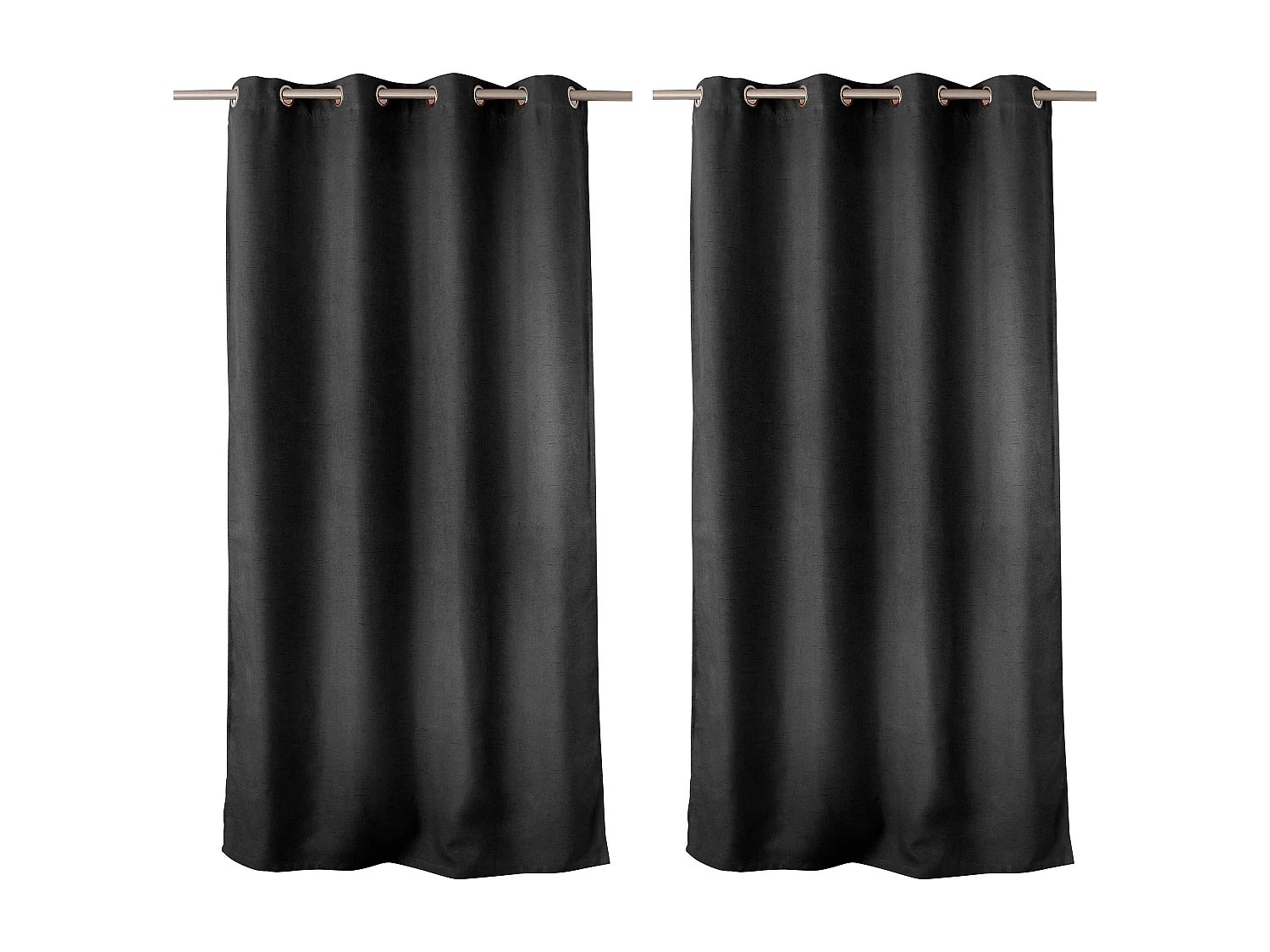 Lot de 2 rideaux obscurcissant thermique fileté avec oeillets, anthracite, 140x240cm, 100% polyester, collection Floppy