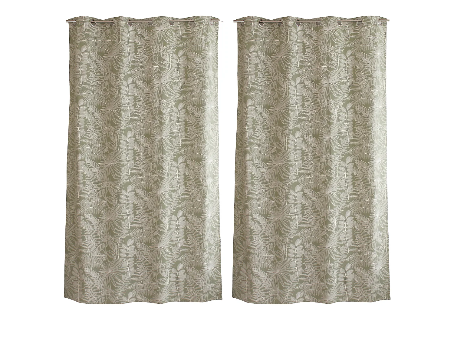 Lot de 2 Rideaux à Œillets, 140x240cm, Motif Jungle Tropical, Collection Mambo, CMADECO - Vert