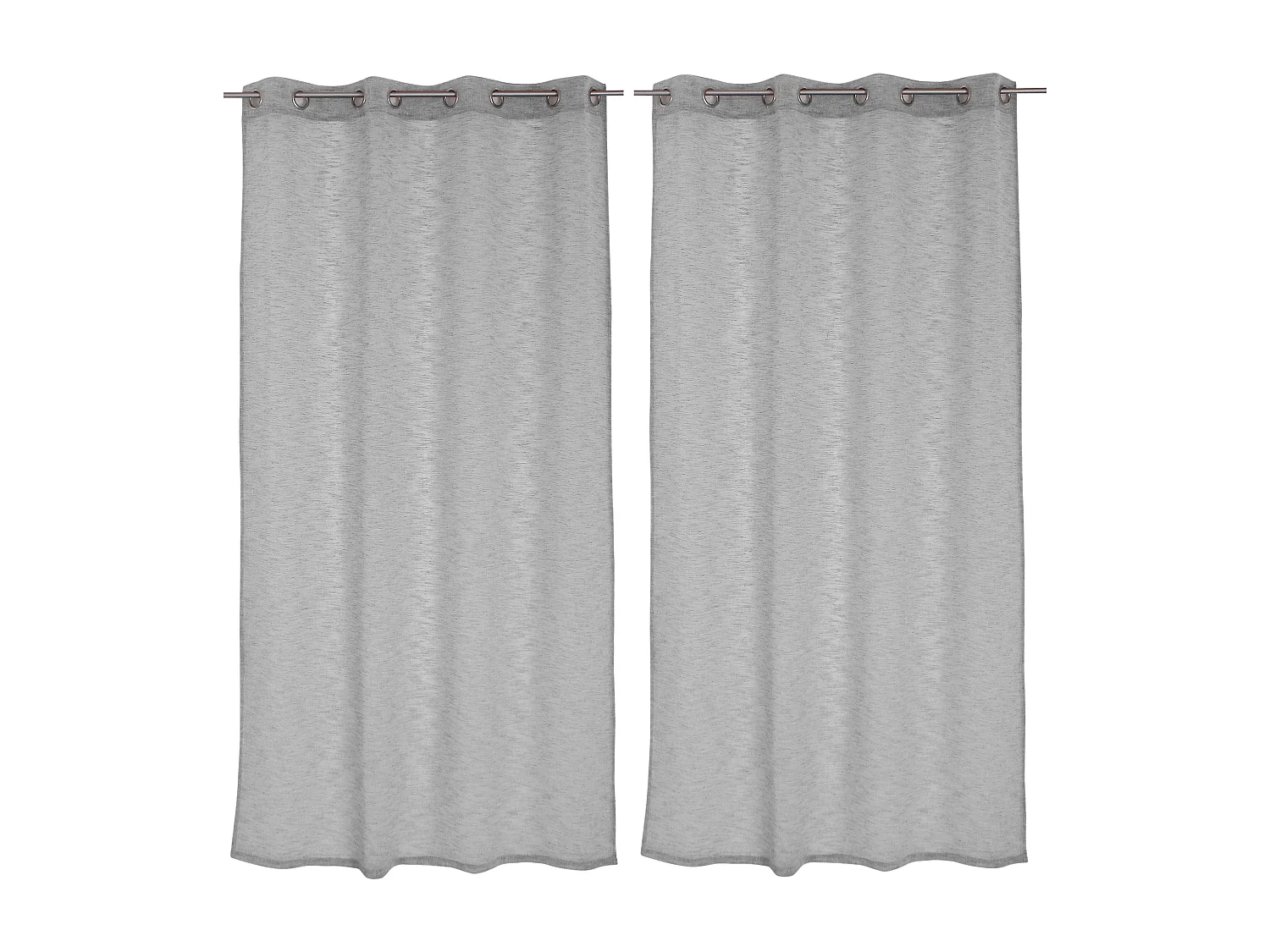 Lot de 2 voilages à œillets, 140x240cm, gris galet, effet lin, collection Maya
