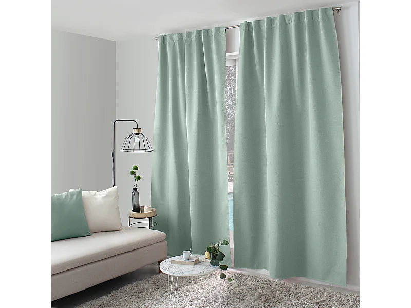 Set van 2 gordijnen, 100% verduisterend, 140x240cm, celadon, verborgen poten, Eclipse collectie