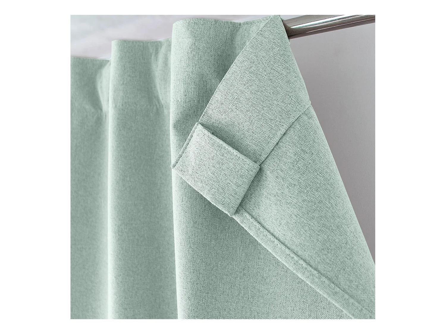 Lot de 2 Rideaux, 100% Occultant, 140x240cm, Céladon, Pattes Cachées, Collection Eclipse