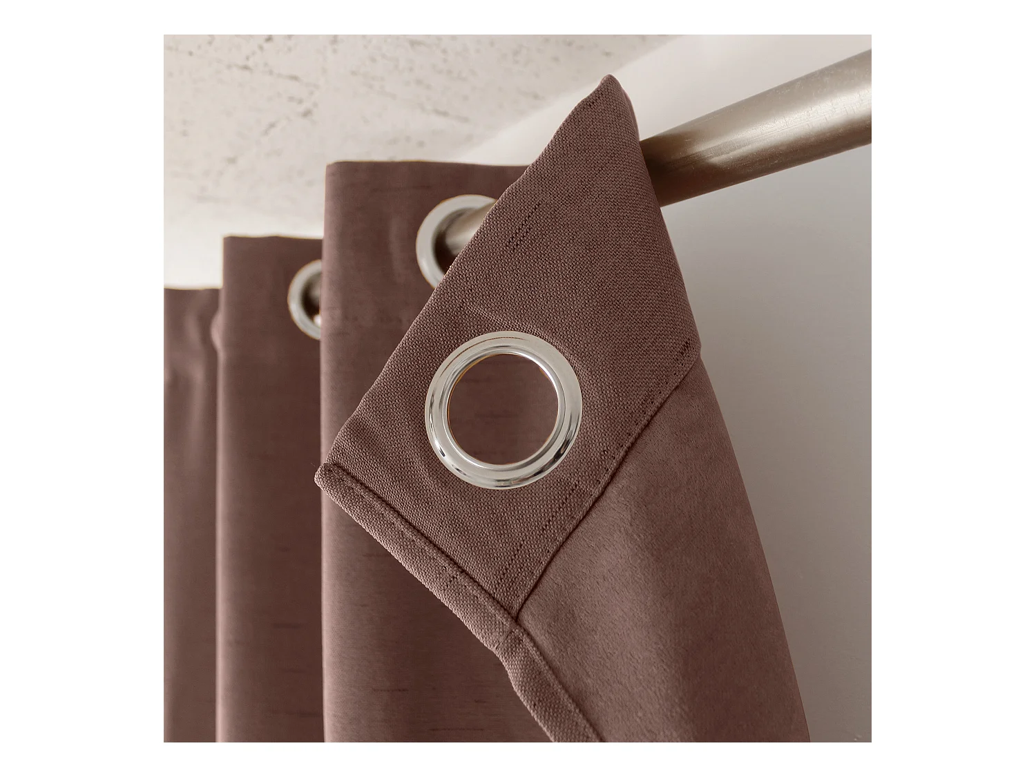 Lot de 2 rideaux obscurcissant thermique fileté avec oeillets, marron glacé, 140x240cm, 100% polyester, collection Floppy