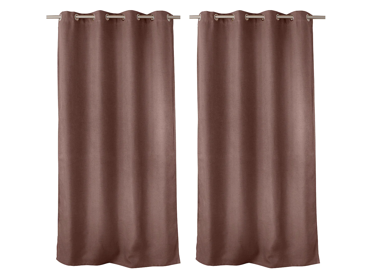 Lot de 2 Rideaux Obscurcissant Fileté avec Œillets, 140x240cm, 100% polyester, Collection Floppy, CMADECO - Marron