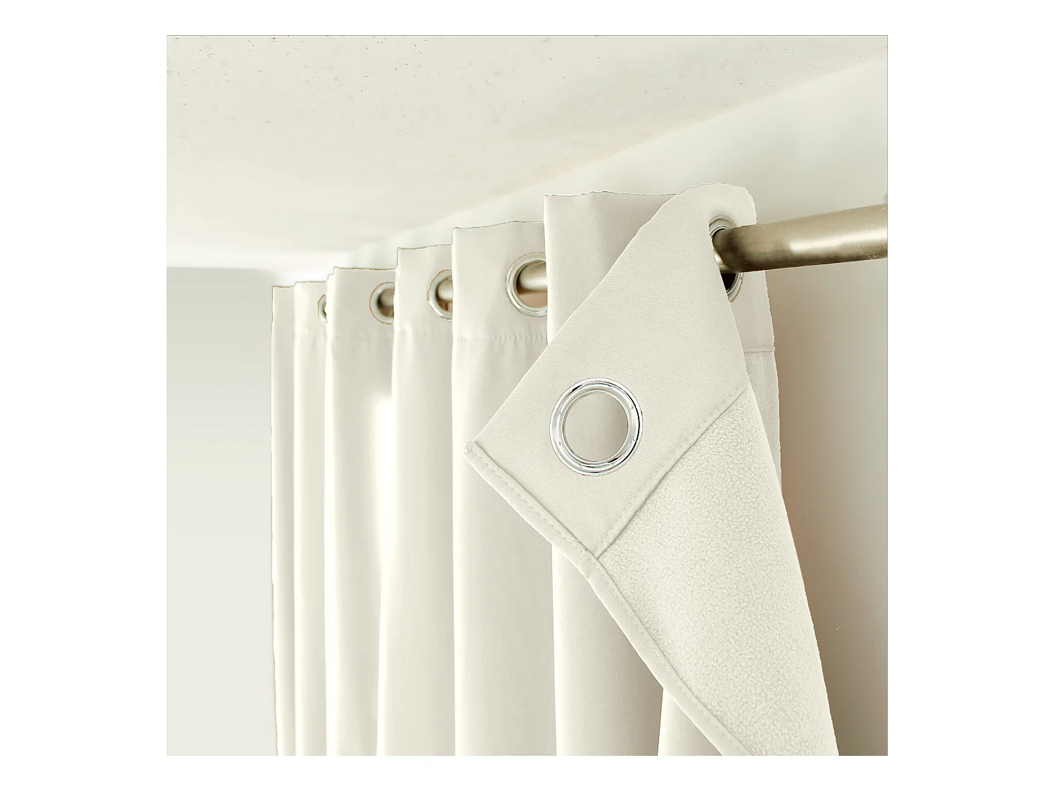 2 Rideaux thermique à œillets, écru, 135x240cm, collection Glacier