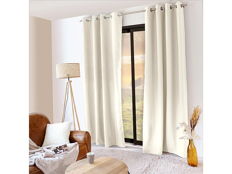2 Rideaux thermique à œillets, écru, 135x240cm, collection Glacier
