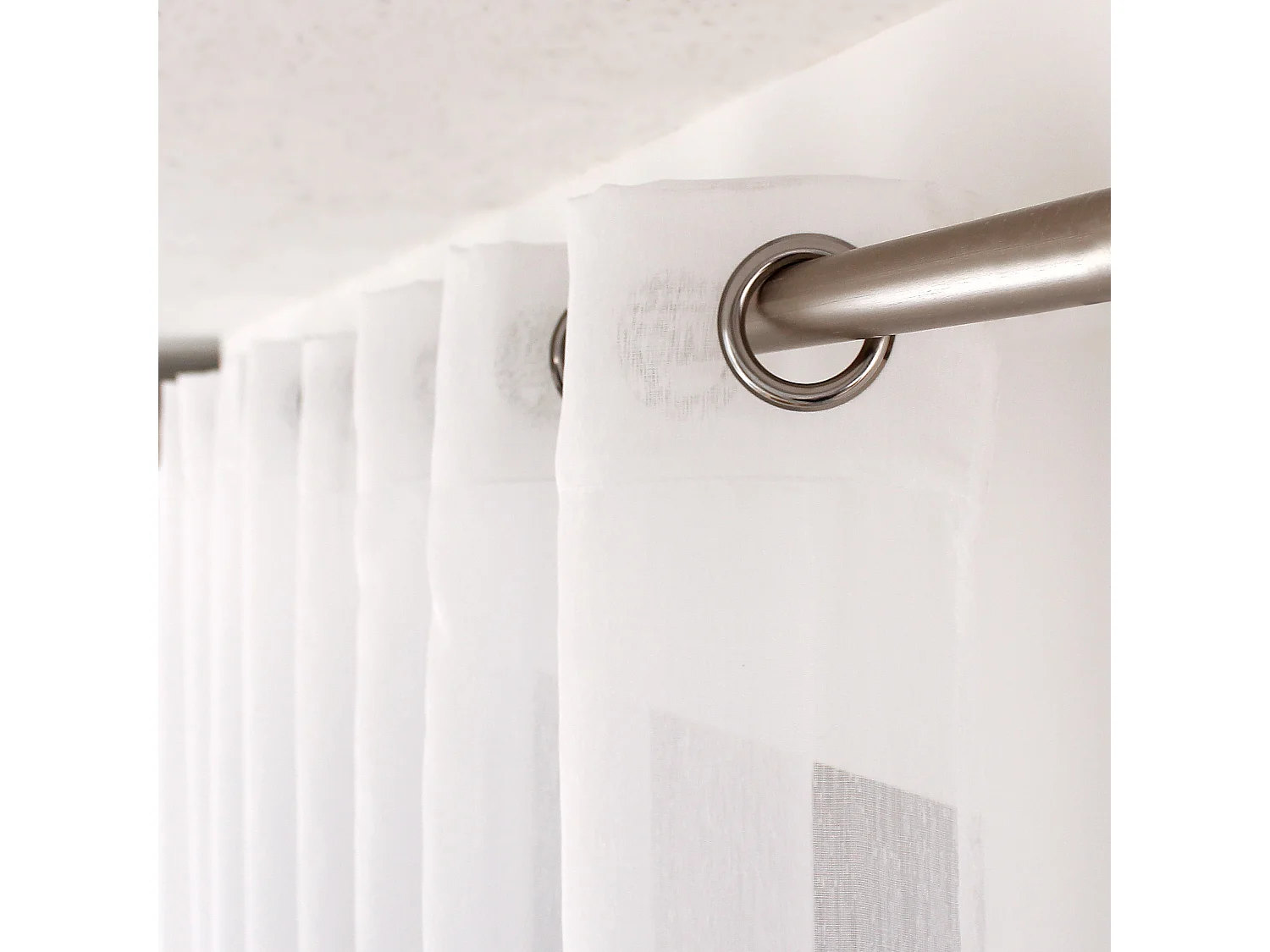 Lot de 2 voilages à œillets, 140x280cm, blanc, collection Sablé