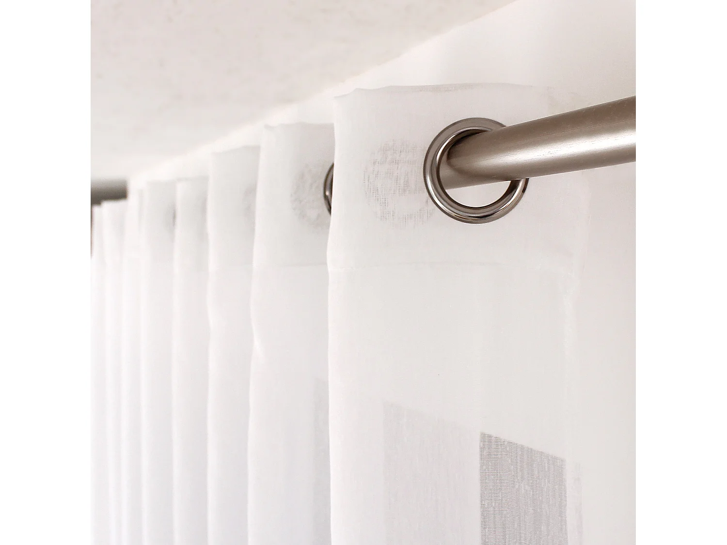 Lot de 2 voilages à œillets, Blanc, Collection Sablé, CMADECO - Blanc