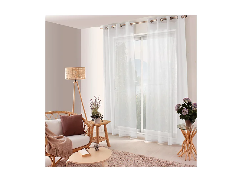 Lot de 2 voilages ajourés avec oeillets, 140x240cm, blanc, collection Jelly