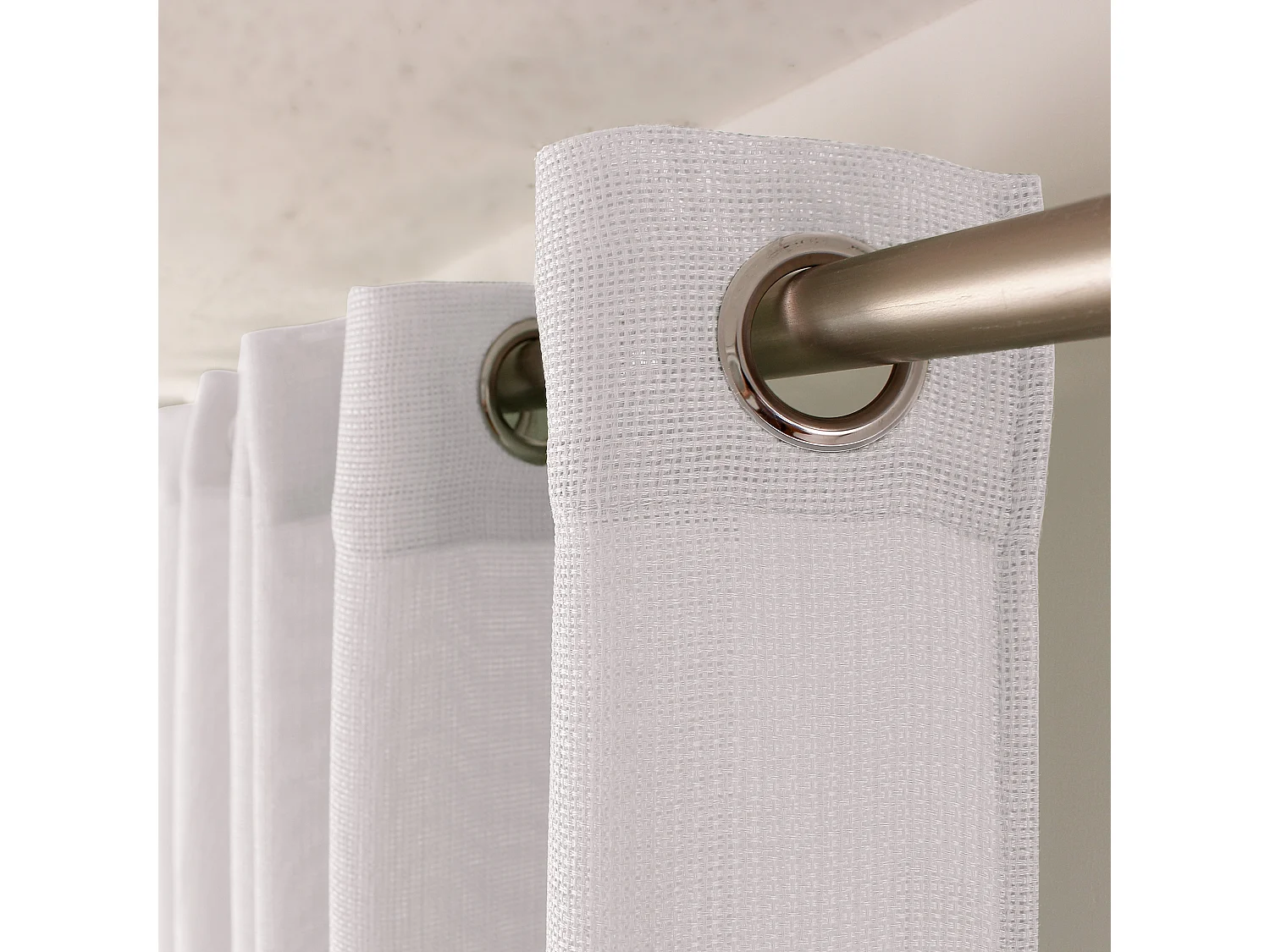 Set van 2 opengewerkte gordijnen met zeilringen, 140x240cm, wit, Jelly collectie