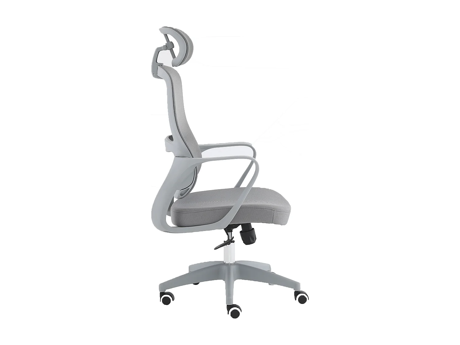 Silla de oficina de 119-128x57x59 cm de tela con reposacabezas en color gris Xuliana