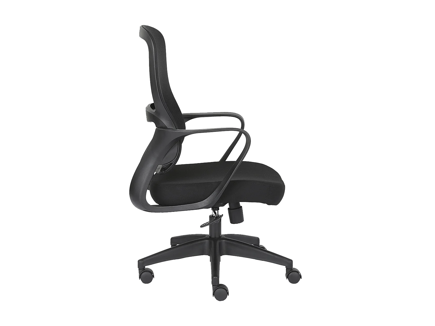 Silla de oficina de 119-128x57x59 cm de tela con reposabrazos en color negro Taxana