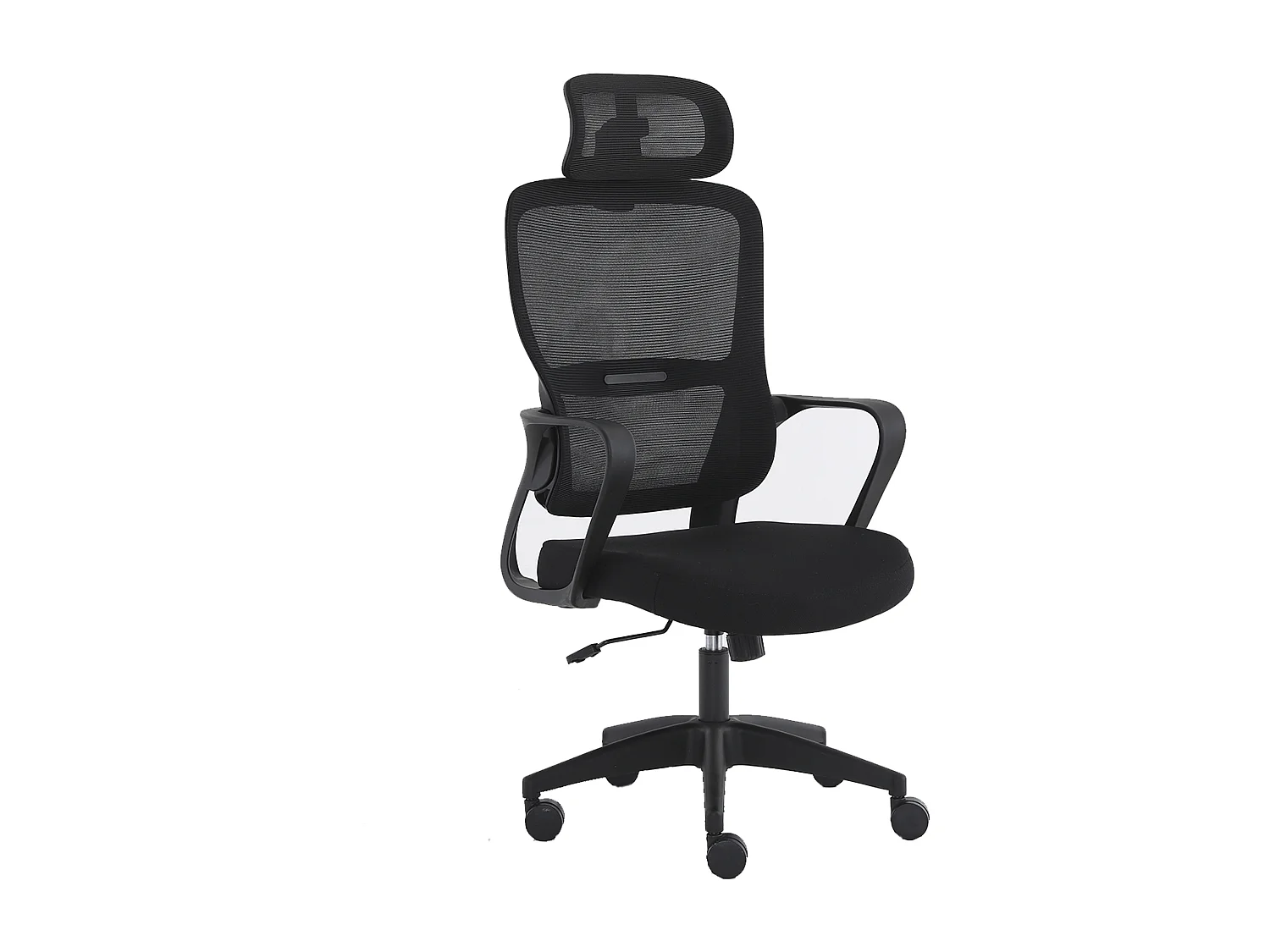 Silla de oficina de 119-128x57x59 cm de tela con reposacabezas en color negro Xuliana