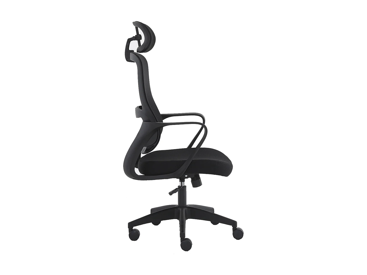 Silla de oficina de 119-128x57x59 cm de tela con reposacabezas en color negro Xuliana