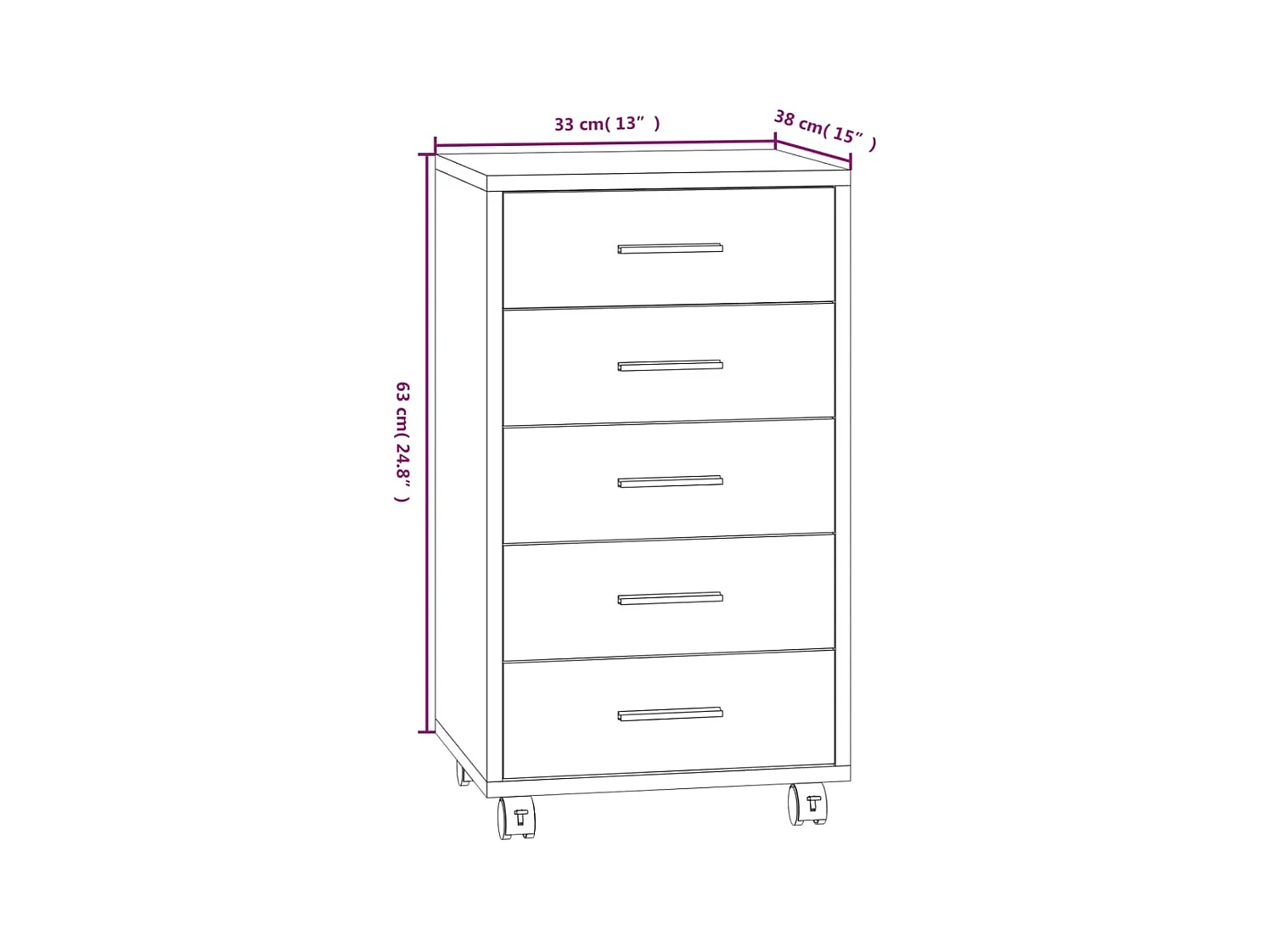 Móvel c/ gavetas e rodas derivados de madeira cinzento sonoma