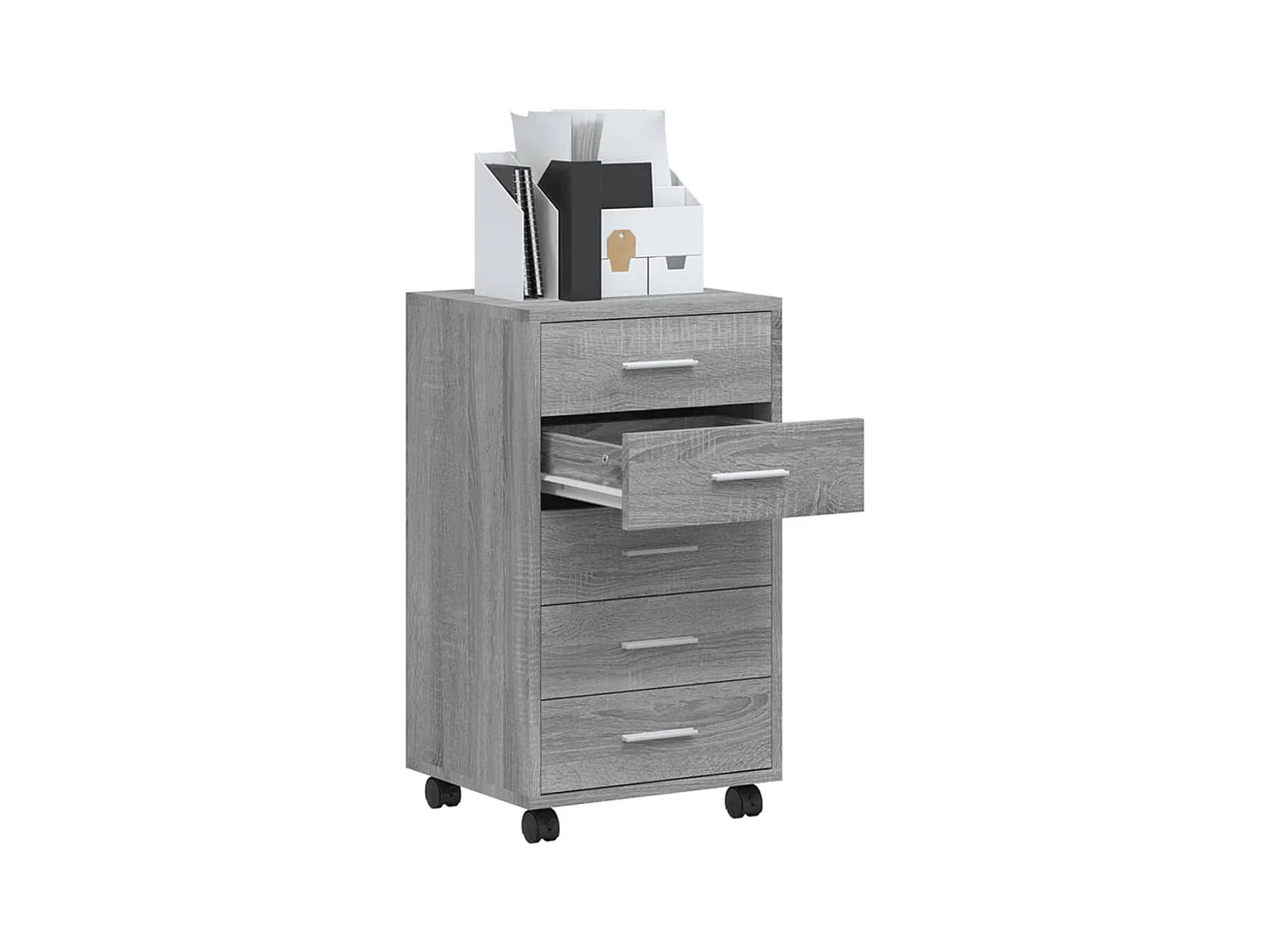 Cassettiera con Ruote grigio sonoma in Legno Multistrato