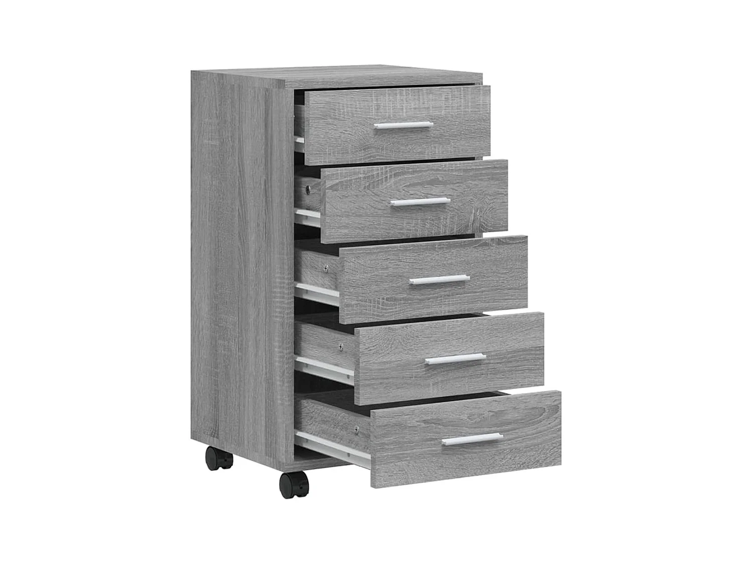 Cassettiera con Ruote grigio sonoma in Legno Multistrato