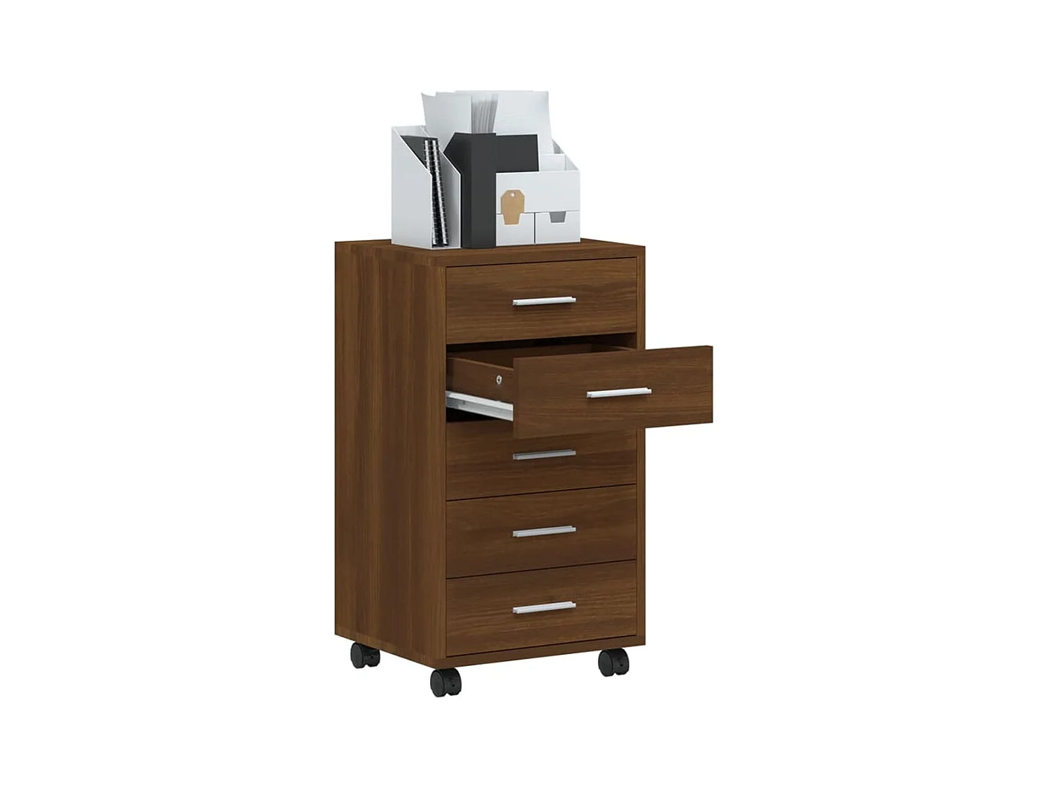 Schubladenschrank mit Rollen Braun Eichen-Optik Holzwerkstoff