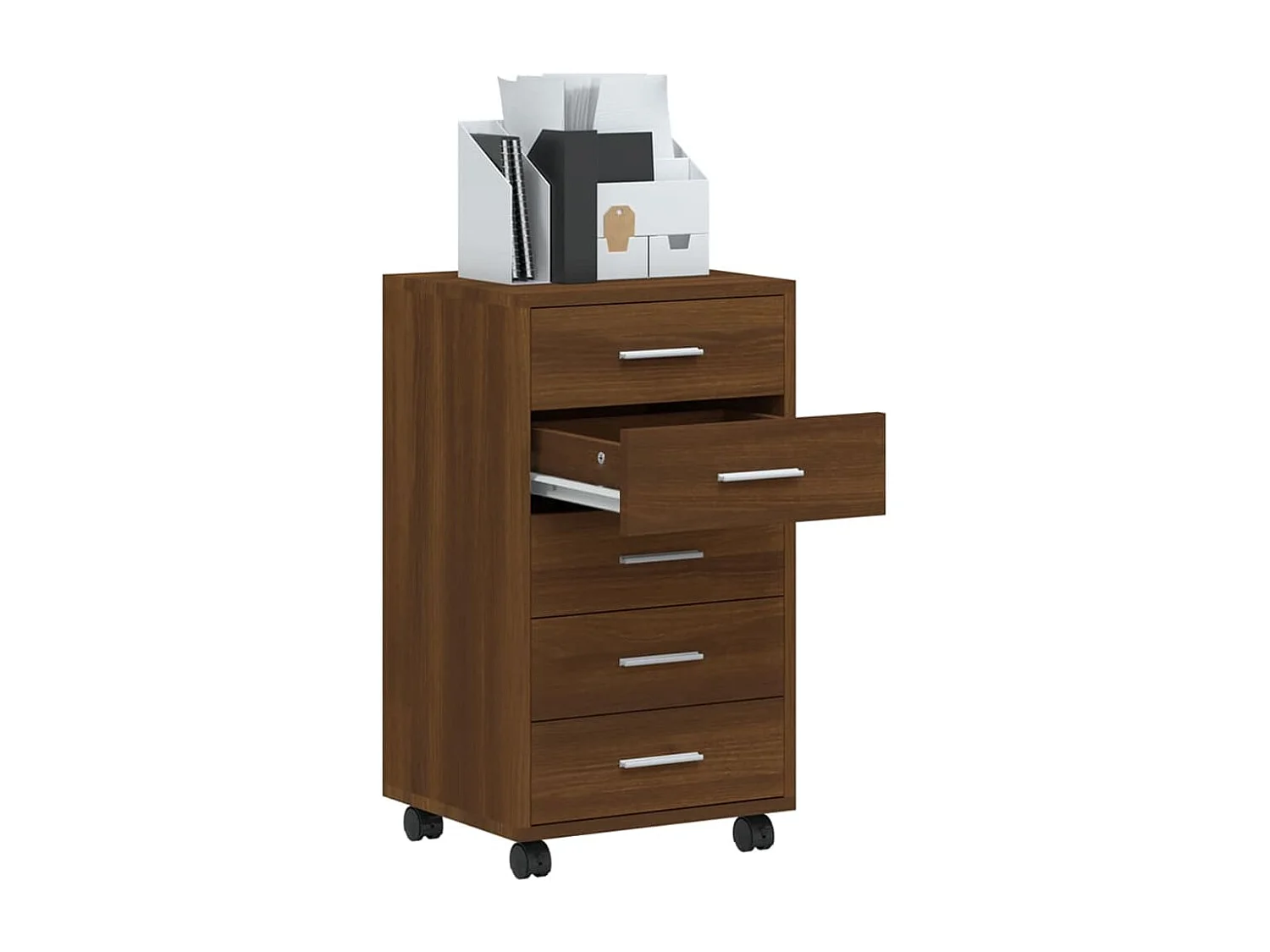 Armoire à tiroirs avec roulettes Chêne marron Bois d'ingénierie