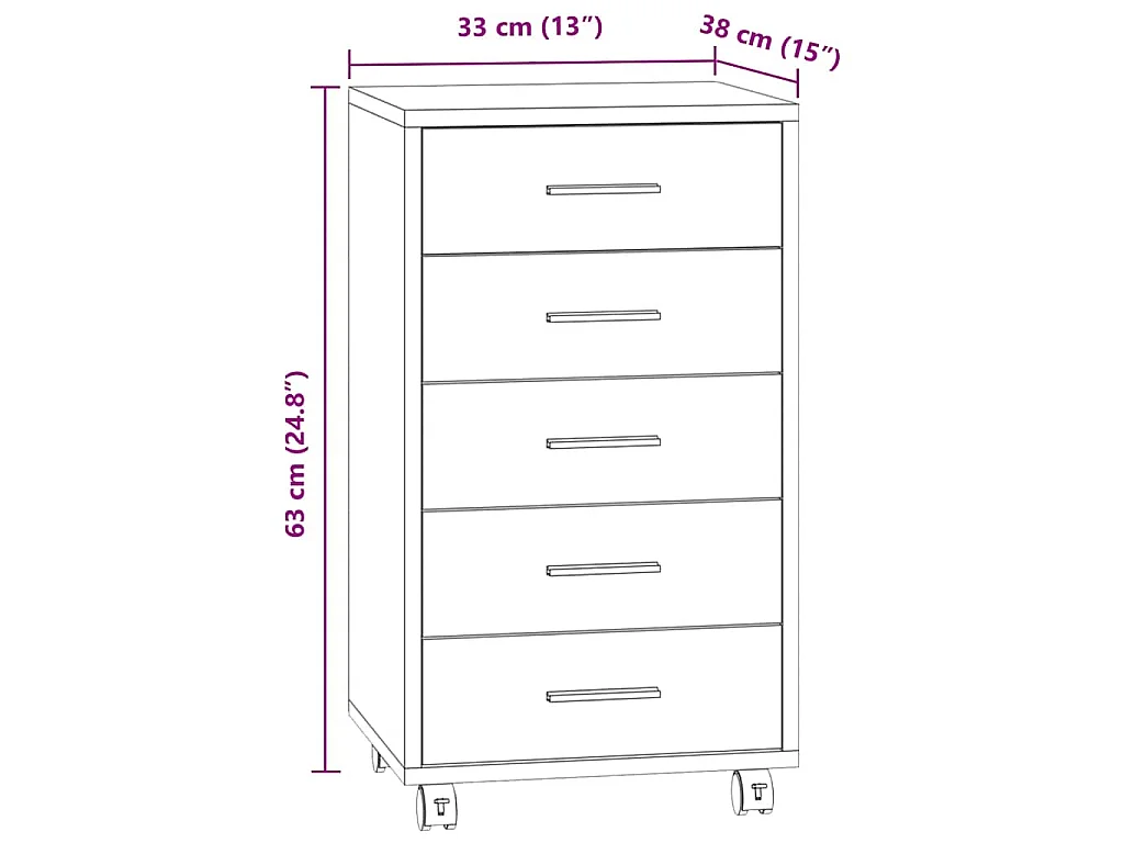 Armoire à tiroirs avec roulettes Chêne marron Bois d'ingénierie