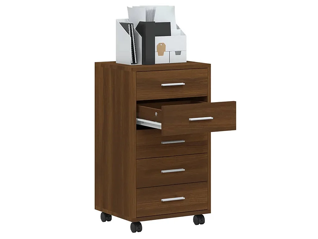 Armoire à tiroirs avec roulettes Chêne marron Bois d'ingénierie