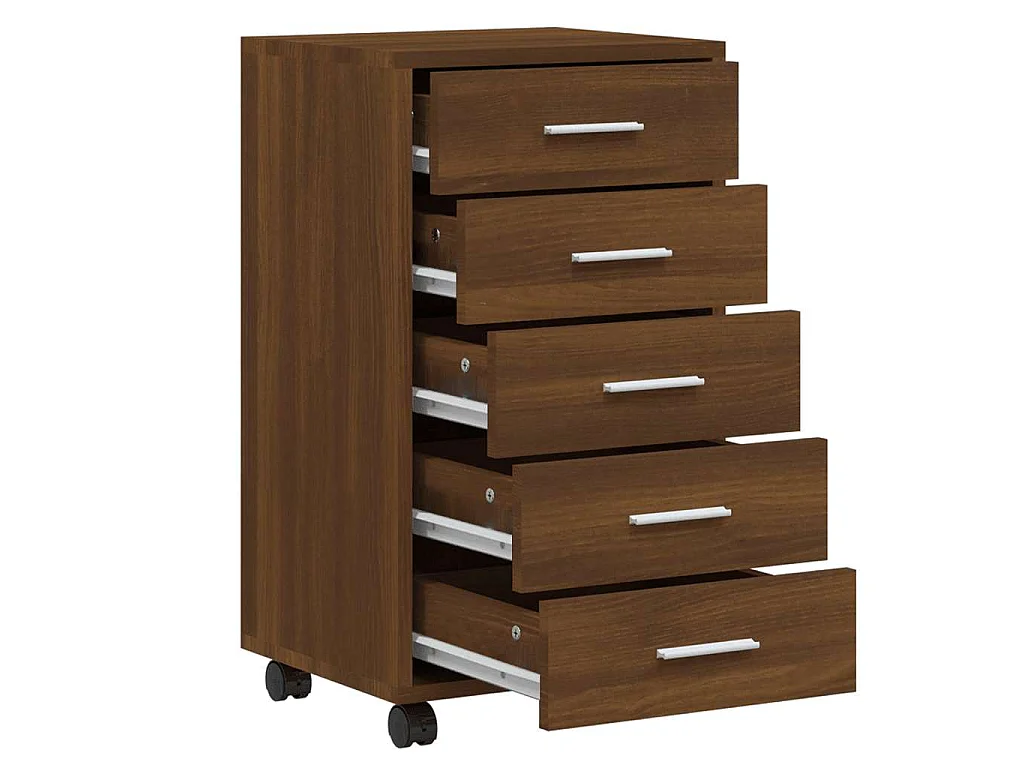 Armoire à tiroirs avec roulettes Chêne marron Bois d'ingénierie