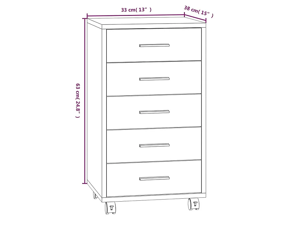 Armoire à tiroirs avec roulettes Chêne marron Bois d'ingénierie