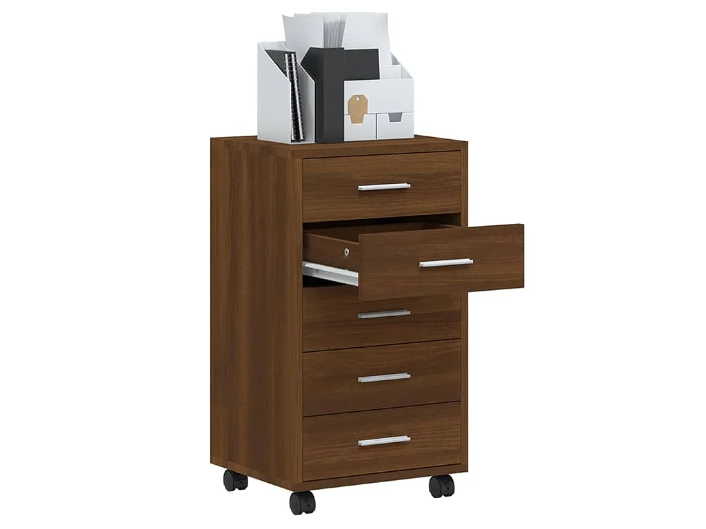 Armoire à tiroirs avec roulettes Chêne marron Bois d'ingénierie