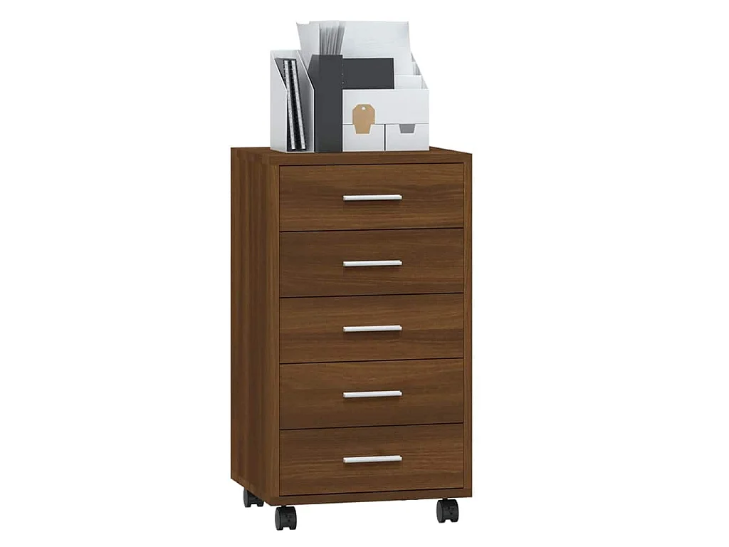 Cajonera con ruedas madera contrachapada marrón roble
