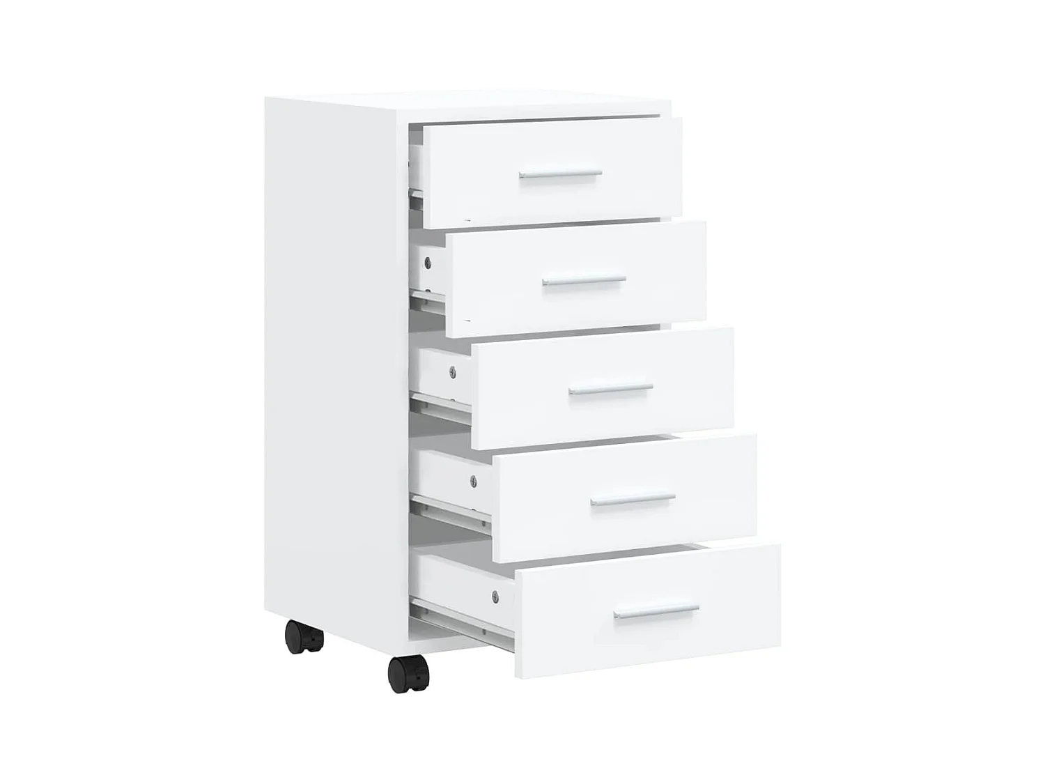Schubladenschrank mit Rollen Hochglanz-Weiß Holzwerkstoff