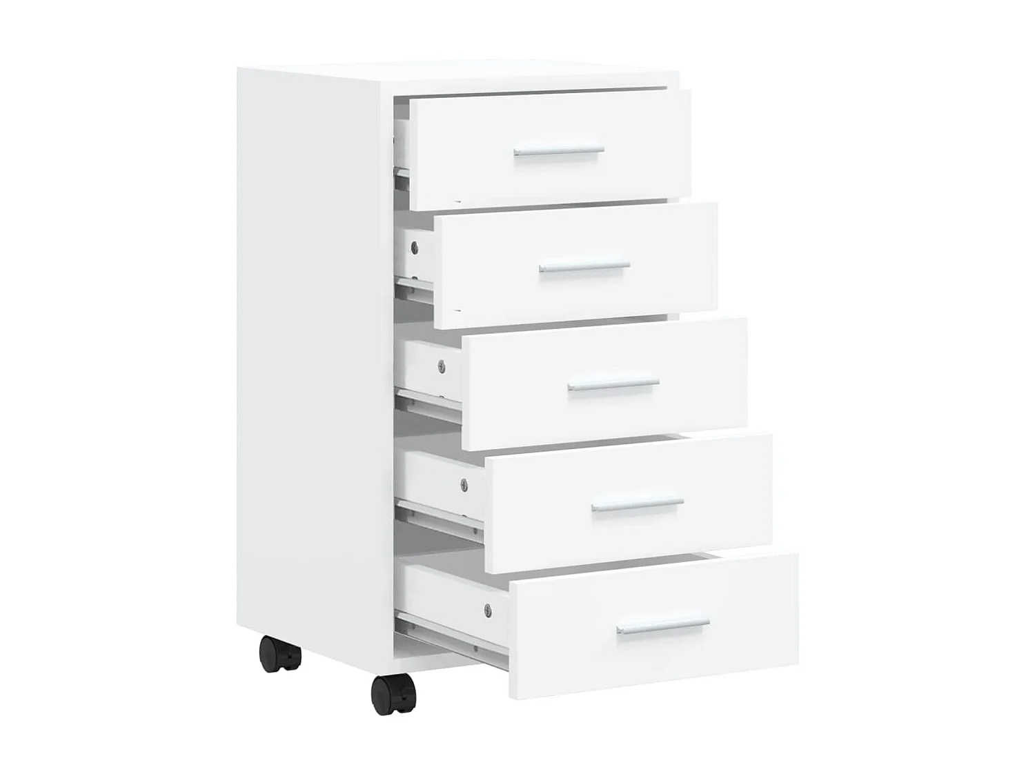 Armoire à tiroirs avec roulettes Blanc brillant Bois ingénierie