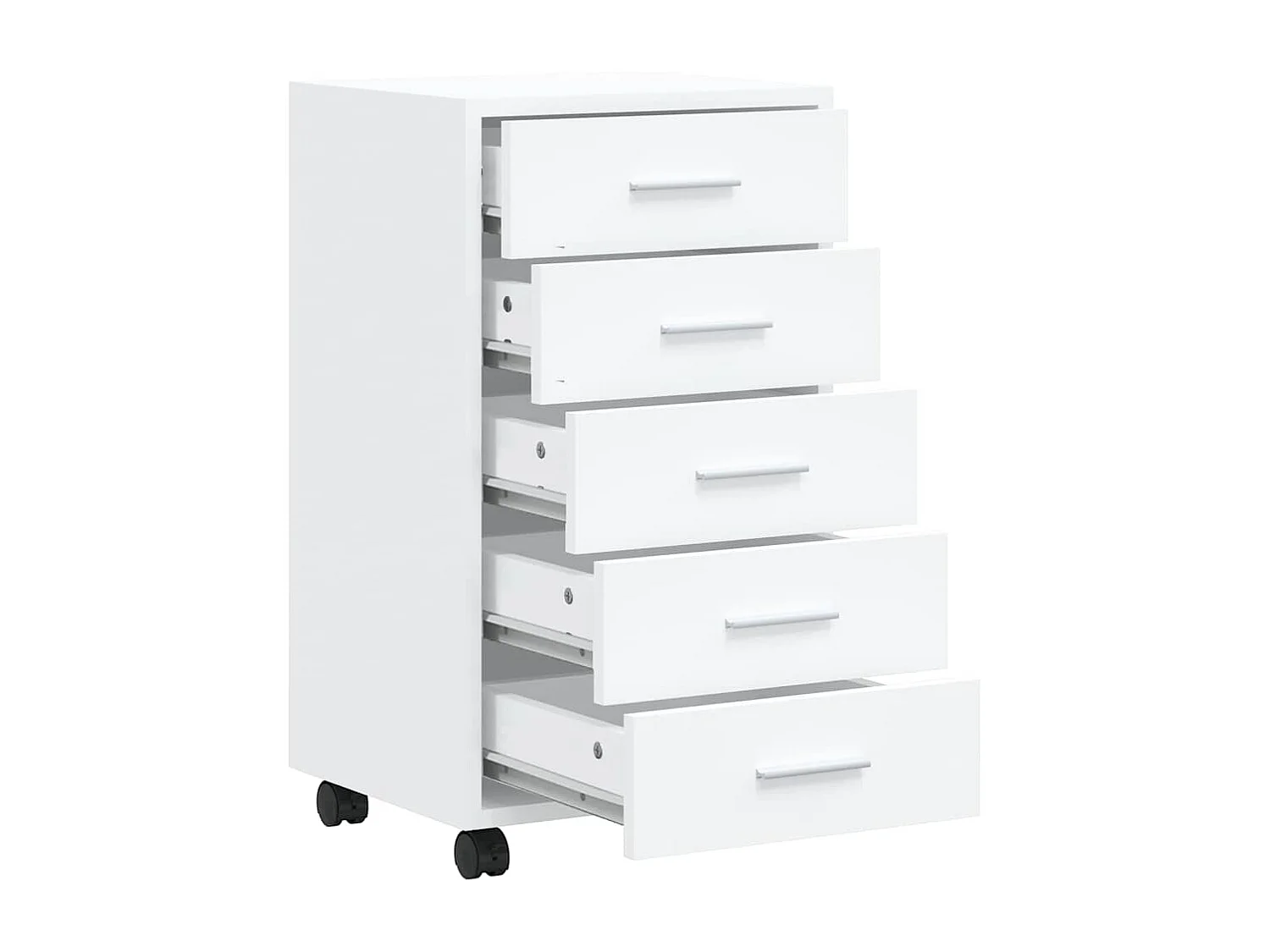 Armoire à tiroirs avec roulettes Blanc brillant Bois ingénierie