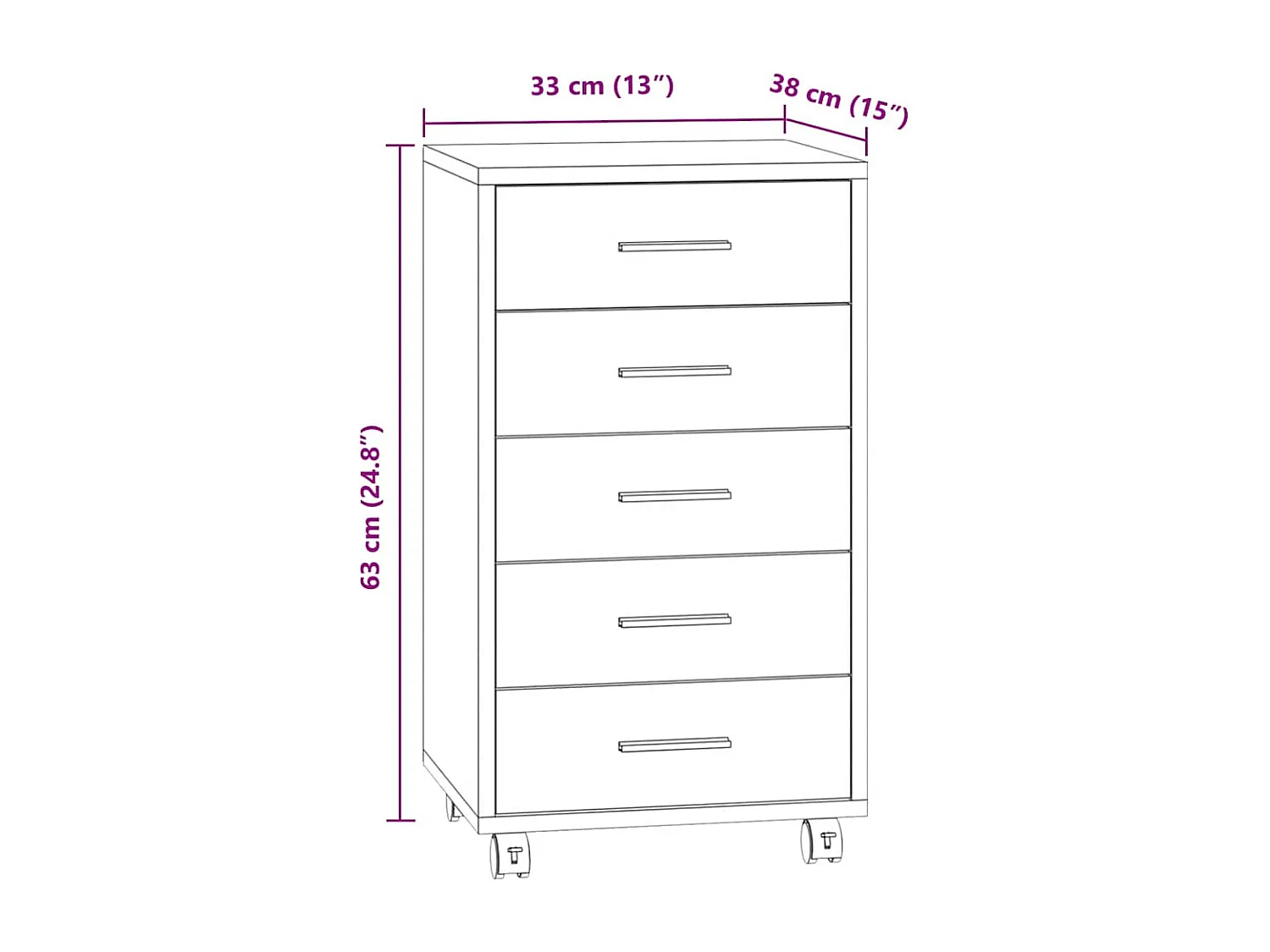 Armoire à tiroirs avec roulettes Blanc brillant Bois ingénierie