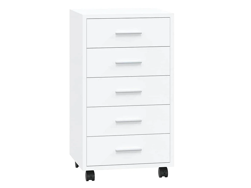 Armoire à tiroirs avec roulettes Blanc brillant Bois ingénierie