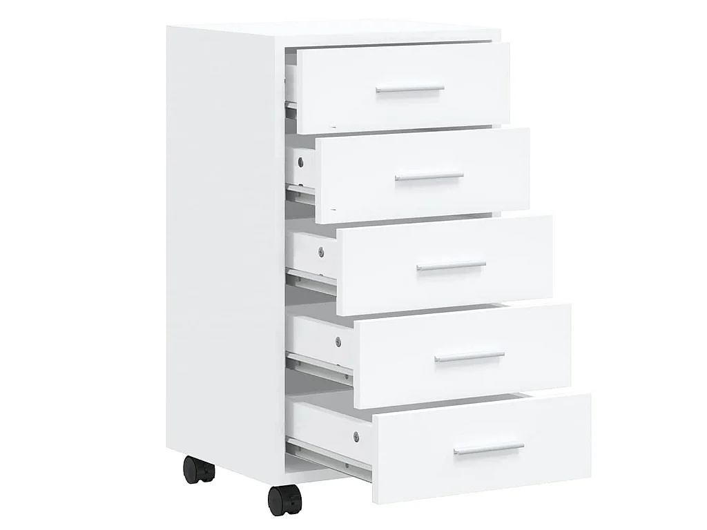 Armoire à tiroirs avec roulettes Blanc brillant Bois ingénierie