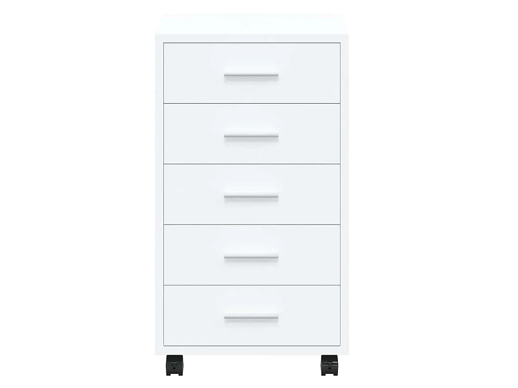Armoire à tiroirs avec roulettes Blanc brillant Bois ingénierie