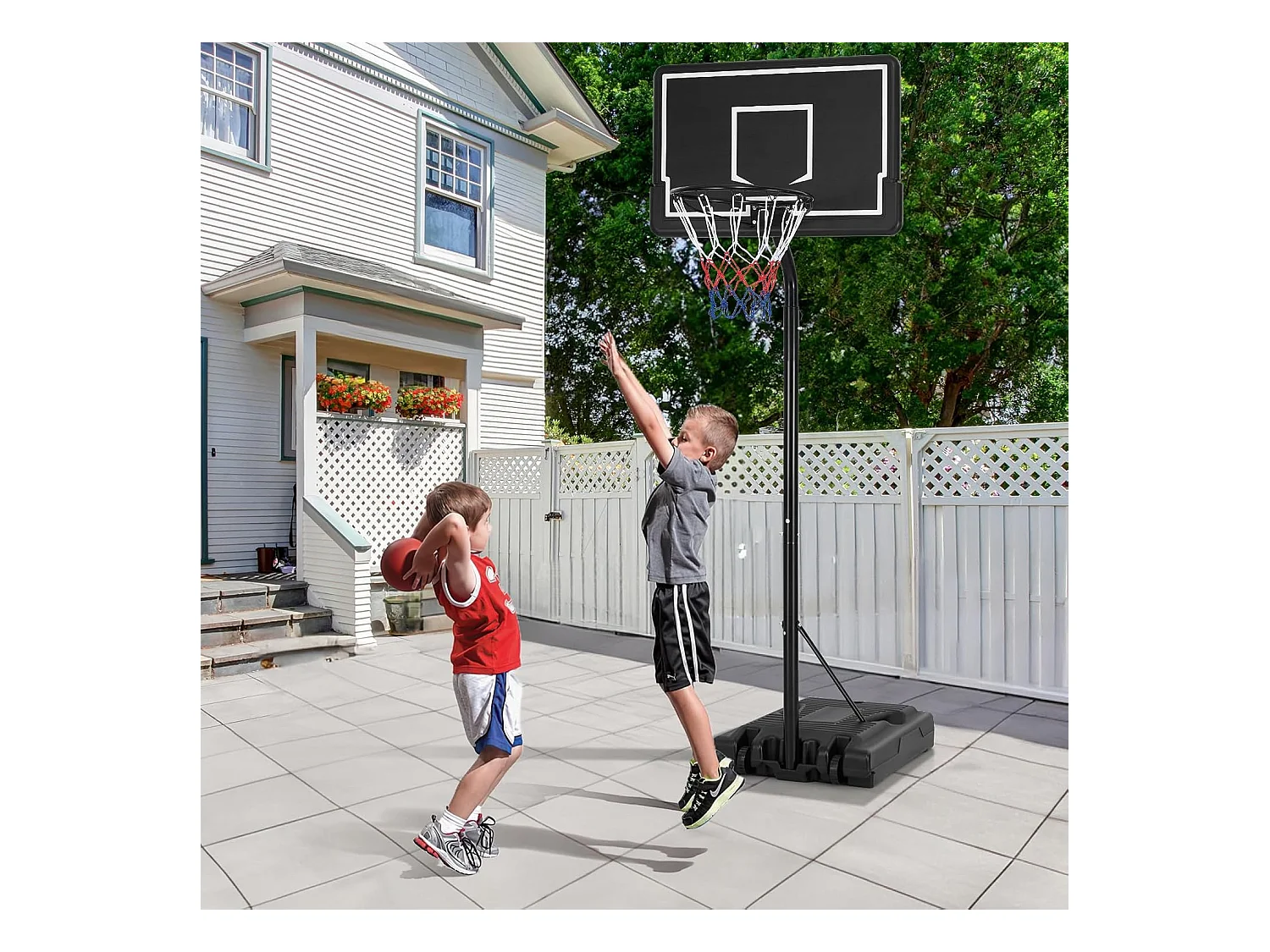 Panier de Basket-Ball sur Pied Hauteur Réglable 210-260cm, Support de Basketball Mobile avec Base Remplissable Panneau Arrière en PC et Roues