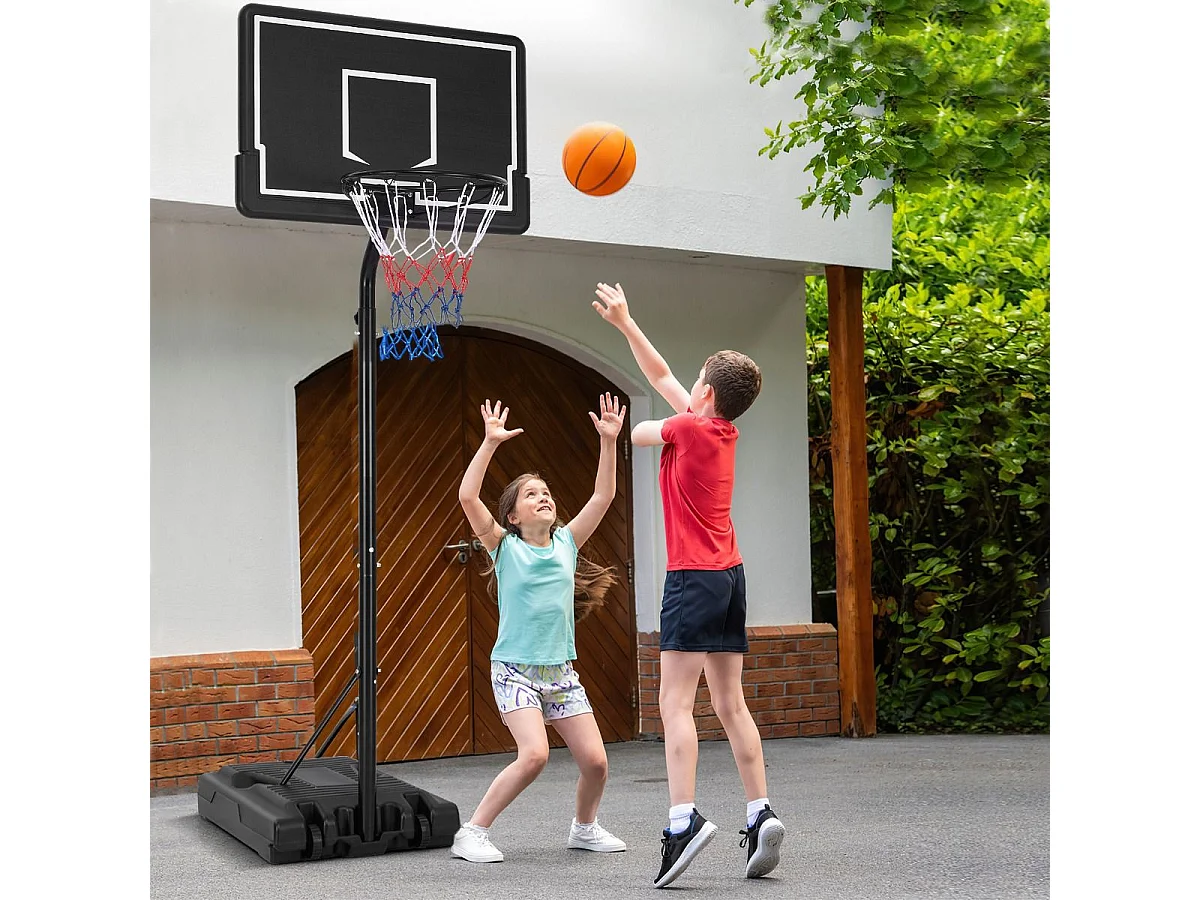 Panier de Basket-Ball sur Pied Hauteur Réglable 210-260cm, Support de Basketball Mobile avec Base Remplissable Panneau Arrière en PC et Roues