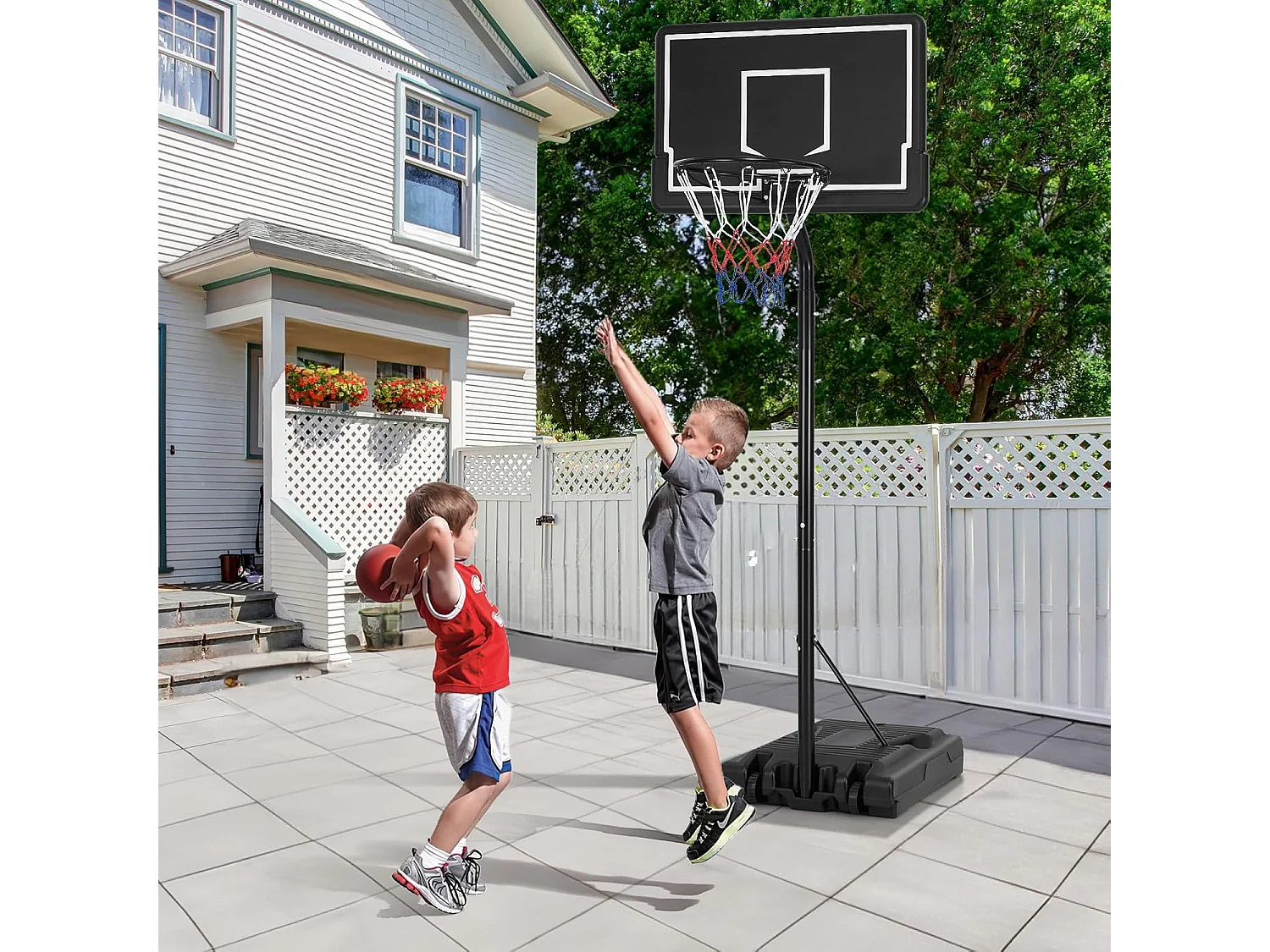 Panier de Basket-Ball sur Pied Hauteur Réglable 210-260cm, Support de Basketball Mobile avec Base Remplissable Panneau Arrière en PC et Roues