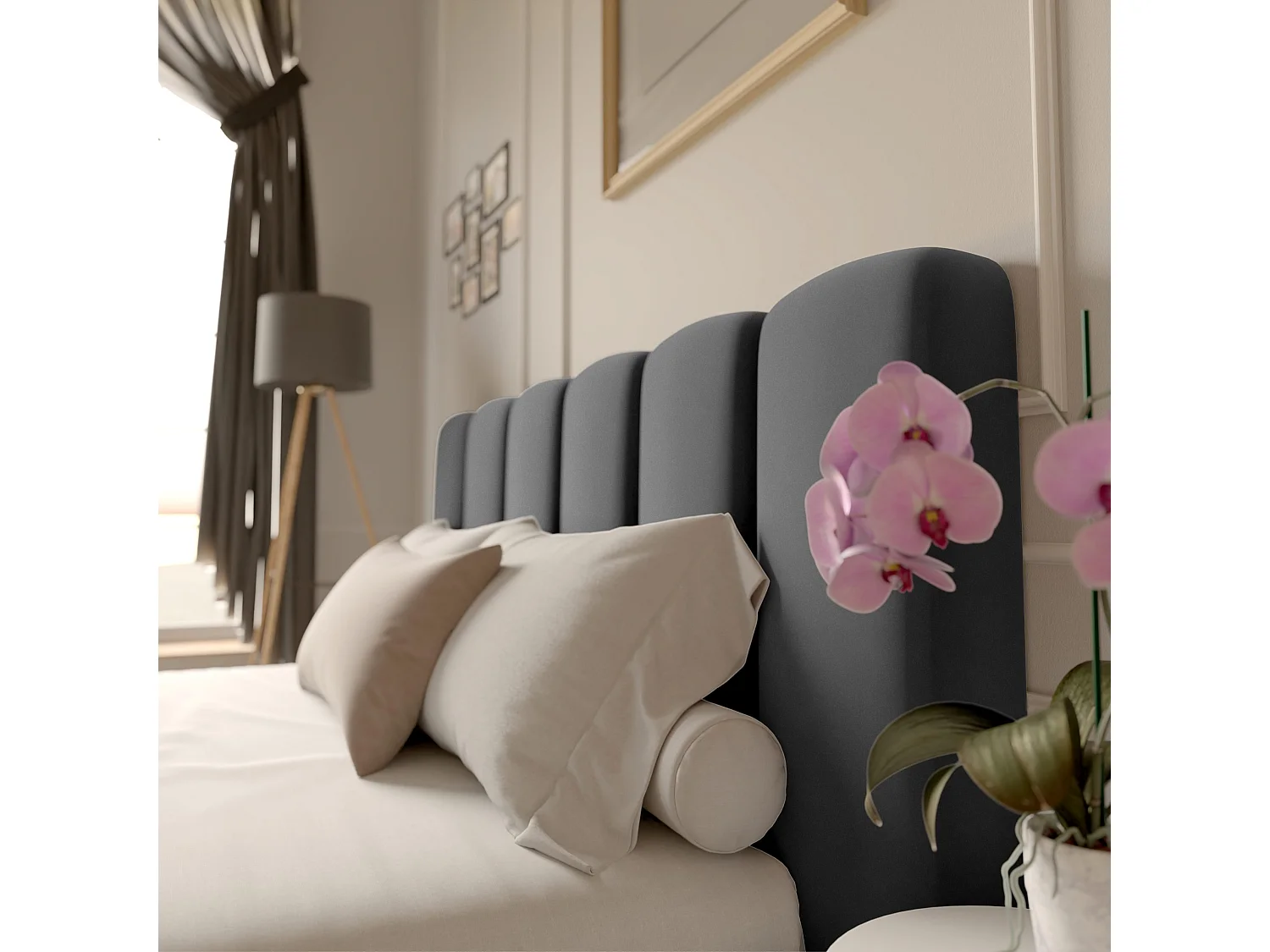 LIT CAPITONNÉ avec matelas Svenstorp Gris 160x200 cm