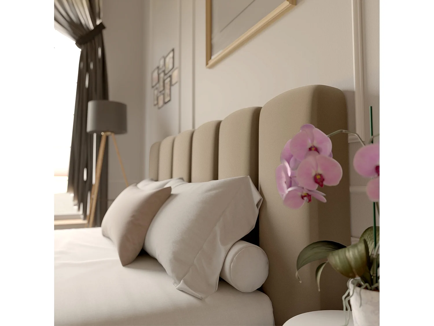 LIT CAPITONNÉ avec matelas Svenstorp Beige foncé 160x200 cm